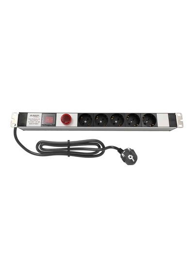 Amp Connect 19" 1u 5'li Schuko Anahtarlı Volt/amper Gösterheli Kabinet Grup Prizi Pdu