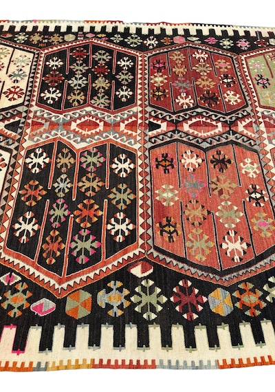 El Dokuma 155x300 Kök Boya %100 Yün Çift Kanat Malatya Kilimi  Teşhir Ürün