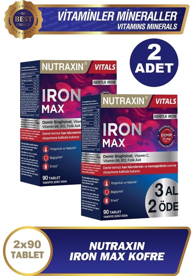 Nutraxin Iron Max 90 Tablet - 3 Al 2 Öde 2 Adet
