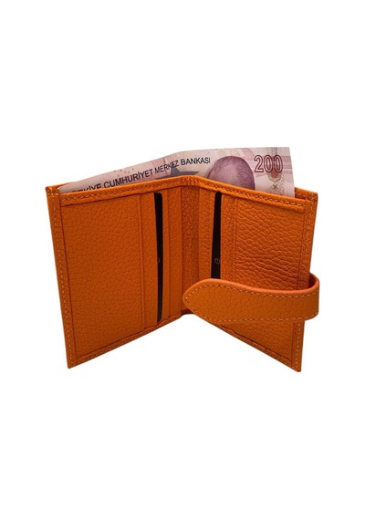 Grande Hakiki Deri Kart Cüzdanı Kartlık Orange