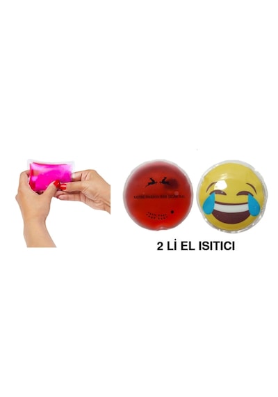 Gülen Emoji Kırmızı Ceylan Cep Sobası,el Isıtıcı,2 Adet Sıcak Su