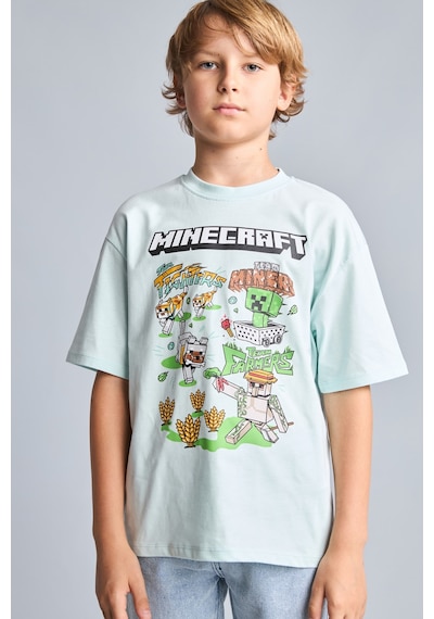 Defacto %100 Pamuk Minecraft Lisanslı New Regular Fıt Bisiklet Yaka Kısa Kollu Nane Yeşili Tişört Erkek Çocuk H5796a826augn1032 Yeşil-gn1032