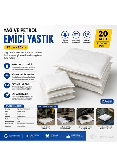Yağ Ve Petrol Emici Yastık 23 Cm X 23 Cm 20 Adet Bant Marketim