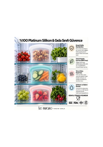 Sheer 600 Ml Platinum Silikon Sızdırmaz Gıda Saklama Torbası Yeşil
