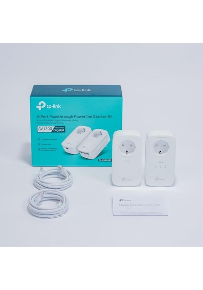 Tl-pa8033p Kit, Av1300 3-port Gigabit Passthrough Powerline Start