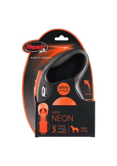 Flexi New Neon Medium Otomatik Tasma 5 Mt Şerit Turuncu