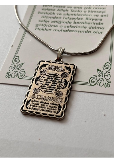 Hilyei Şerif Ve Faziletleri Dua Temal Manevi Koruyucu Dini Çelik Kolye Gümüş