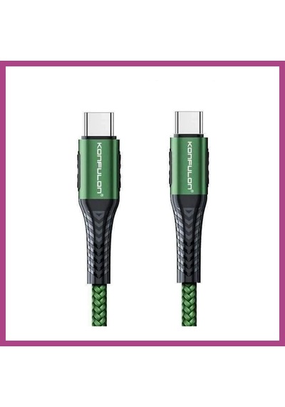 Gees Global Konfulon Dc43 Type-c To Type-c 1m Örgü 60w Hızlı Şarj Kablo - Yeşil Gbzs