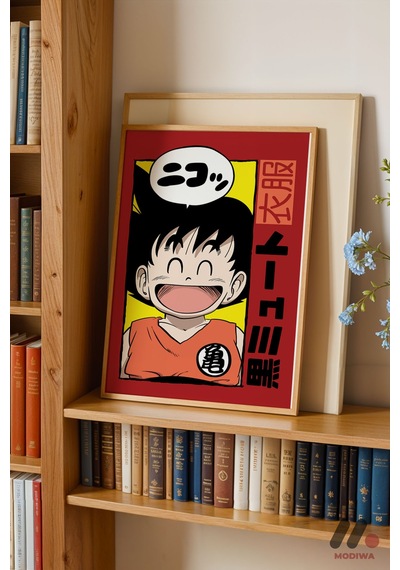 Dragon Ball Genç Goku Poster, Ahşap Çerçeveli Duvar Tablosu - Anime Severlere Özel Hediye