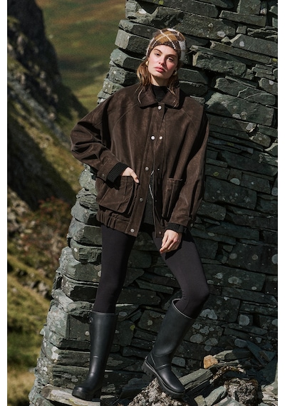 Manuka Deri Garni Yakalı Oversize Mont Kahverengi Aw26mnt00002-122