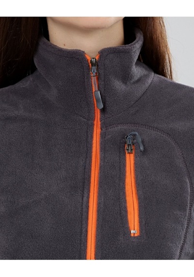 Genius Store Kadın Polar Yarım Fermuarlı Outdoor Cepli Spor Polar Füme