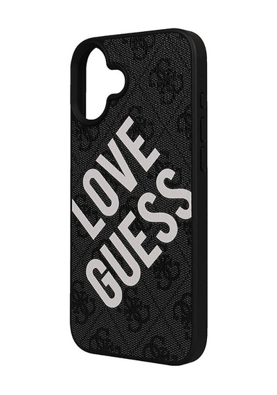 Apple iPhone 16 Plus Uyumlu Kılıf Guess Lisanslı 4g Desenli Big Love Kapak Siyah