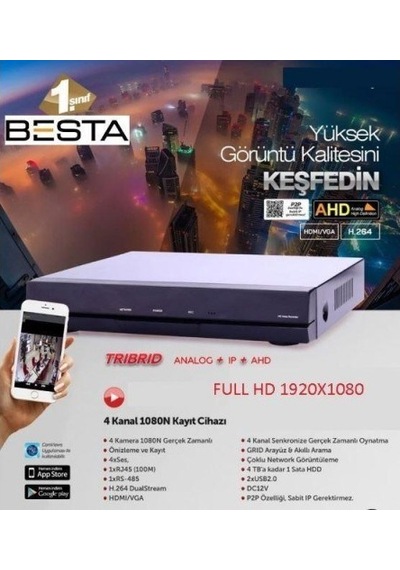 Ahd Dvr 4 Kanal Kamera Kayıt Cihazı 1080 2mp Hibrit Besta Kd-4254