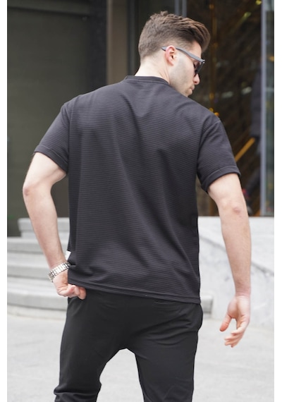 Madmext Siyah Likralı Basic Erkek Tişört 6060-siyah Siyah