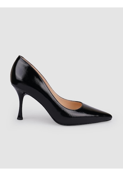 Cabani %100 Hakiki Deri Siyah Rugan Kadın Stiletto Siyah