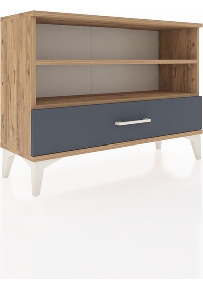 Arges Şifonyer 2 Raflı Tek Çekmeceli 88x30x64 Çam-antrasit Çam