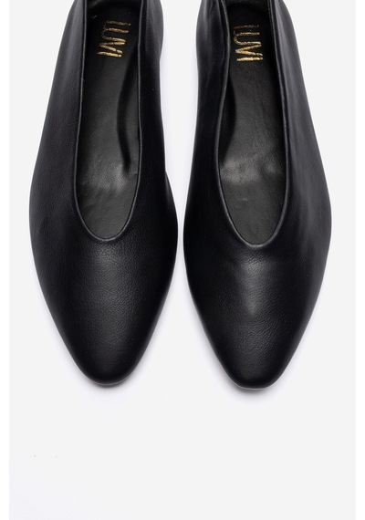 Luvishoes Jenas Siyah Cilt Hakiki Deri Kadın Babet Ayakkabı