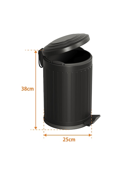 Aqua Bagno Midas Çöp Kovası -pedallı 12 Lt. , Mat Siyah Siyah