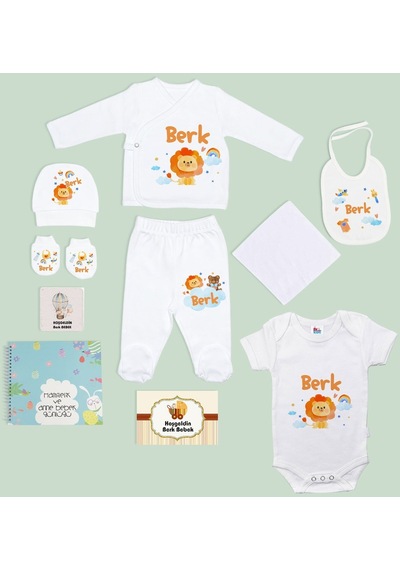 Bk Kids Kişiye Özel Beyaz Yeni Doğan Hastane Çıkışı, Anne-bebek Günlüğü, Bebek Body Zıbın, 10 Parça Bebek Hediye Seti-4