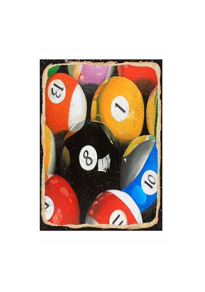 Bedeko Bilardo Topları Tasarım Mdf Tablo 25 Cm X 35 Cm