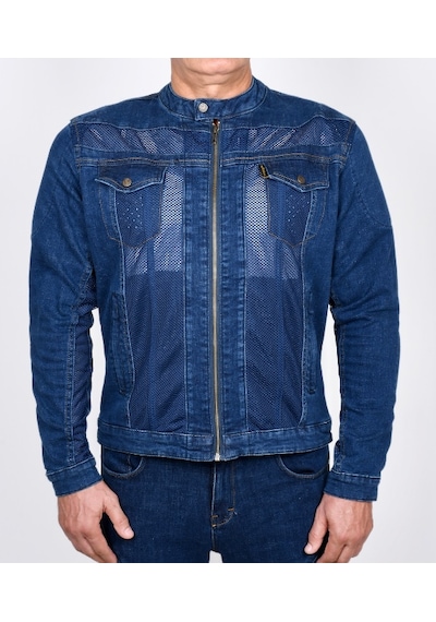 Rider Denim Riderdenim Efil File Kot Yazlık Motosiklet Montu Mavi