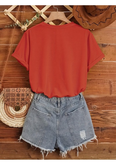 Uyguntarz Unisex Pusula Baskılı Tasarım Tshirt Kırmızı