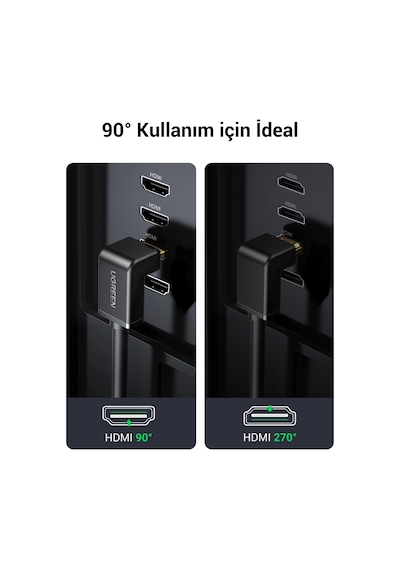 Ugreen Hdmı 4k Cable Male To Male 90 Degree Black 2m, 10173