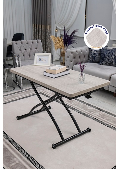 Juppo Üst Tabla Mdf Lizbon Oval Köşe Alt Siyah Dışa Kıvrım
