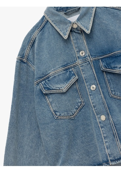 Koton Klasik Yaka Uzun Kollu Pamuklu Düğmeli Cepli Taşlı Denim Ceket Açık İndigo 6wal50005md Açık Indigo Koton Klasik Yaka Uzun Kollu Pamuklu Düğmeli Cepli Taşlı Denim Ceket Açık İndigo 6wal50005md Açık Indigo