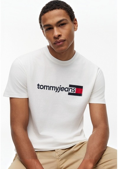 Tommy Hilfiger Tjm Reg Entry Dna Ss Tee Erkek Beyaz T-shirt - Dm0dm23406