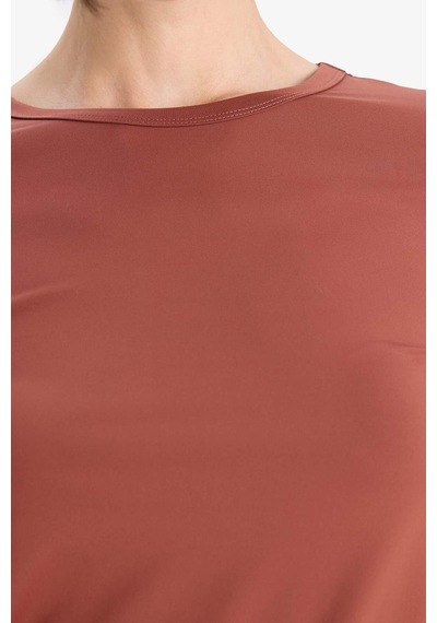 Defacto Slim Fit Dar Kesim Bisiklet Yaka Basic Düz Uzun Kollu Tişört D3756ax25aubr228 Bordo