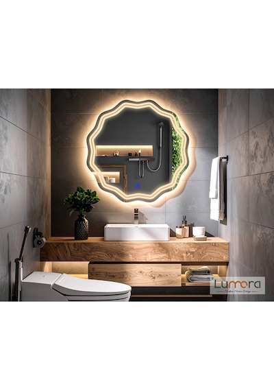 Zavira Günışığı Lazer Kumlamalı Lavabo & Banyo Aynası Dokunmatik Sensörlü 60 X 60