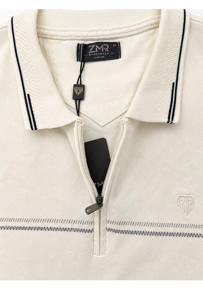 Classics Men Zamur Slim Fit Erkek Polo Yaka Kısa Kol Tişört 7706 Ekru