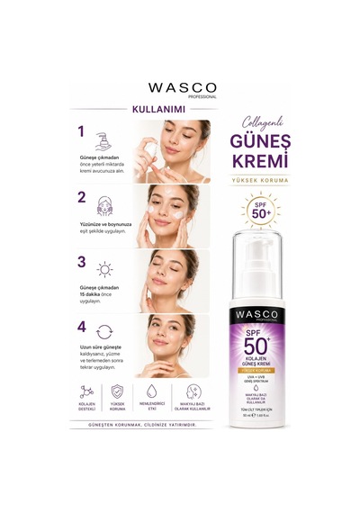 Yaşlanma Karşıtı Spf50+ Kolajenli Güneş Kremi Collagen-panthenol-hyaluronic Acid 50ml