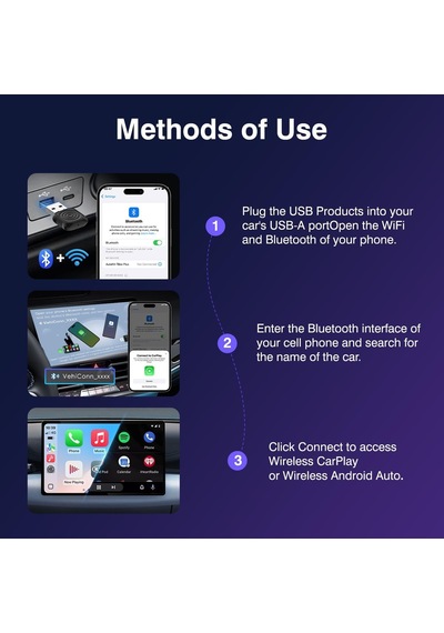 Carplay/android Otomatik Usb Mini Ultra Kablosuz Adaptörü Carplay İçin Fabrika Kablolu Ve Android Otomatik  Kablol