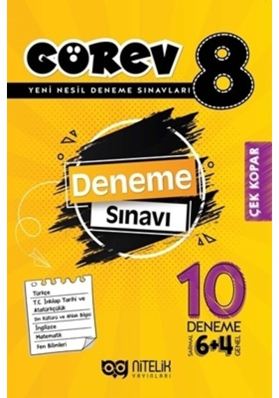 Nitelik 8.Sınıf Görev 10 Deneme Sınavı (6 Sarmal + 4 Genel)