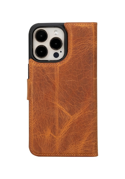 Apple Uyumlu   iPhone 15 Pro Max Deri Cüzdanlı Kılıf   Mwwn G19 Taba