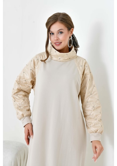 FTZ Women Ftz Kadın Kapitoneli İki İp Elbise Beige 30982 Beige Bej