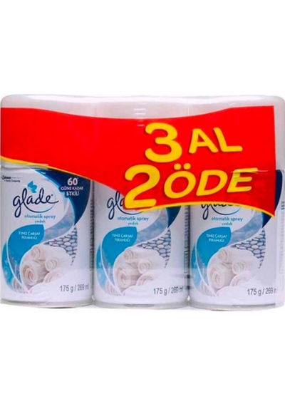 Glade Otomatik Sprey Oda Kokusu Yedek Temiz Çarşaf Ferahlığı 4'lü 3 x 269 ML