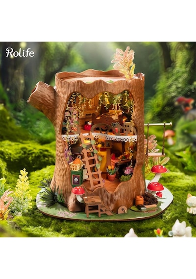 Rolife Dg179 Masal Ağaç Evi Fairytale Tree House Dıy Minyatür Maket Model Seti Mini Dollhouse 3d Model Kit Detaylı Dekoratif Hobi Seti 3d Puzzle Tiny House