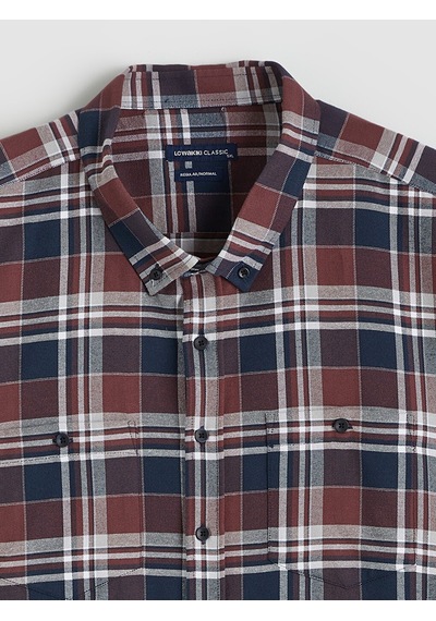 Lcwaıkıkı Classic Bordo Regular Fit Uzun Kollu Ekose Erkek Gömlek