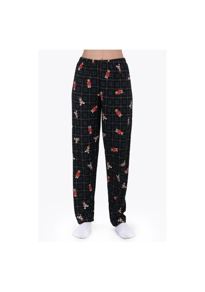 Lukitus Desenli Süet Kadın Büyük Beden Battal Pijama Takımı Byrz-ayck Yeşil