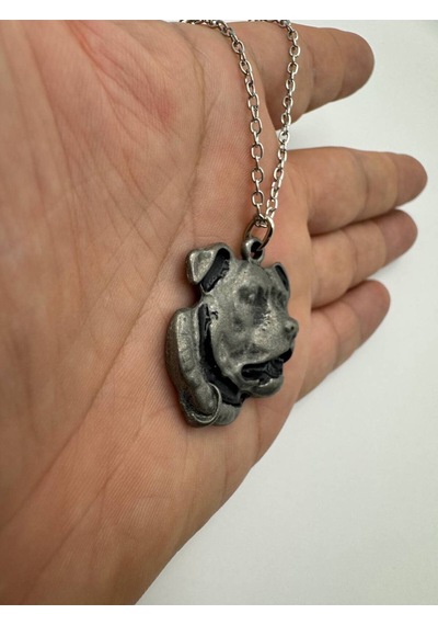 Pitbull Köpek Figürlü Unisex Kolye 60 Cm Zamak Kaplama Güç Ve Sadakatin Sembolü Metal Takı Çok renkli