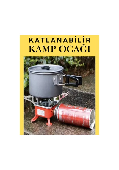 Portatif Kamp Ocağı - Tek Gözlü Manyetolu Piknik Ocağı - Kartuşlu Mini Ocak - Kırmızı Kırmızı