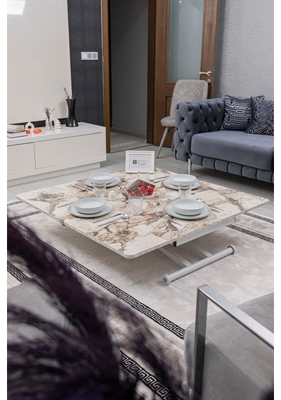 Home Üst Tabla Mdf Beyaz Mermer Oval Köşe Alt Beyaz