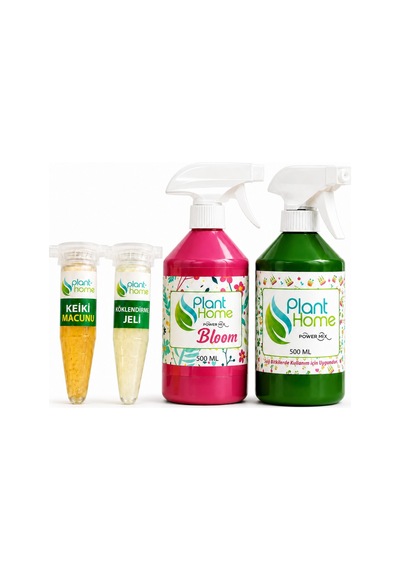 Bitki Bakım Seti 4'lü Keiki Macunu + Köklendirme Jeli + Bloom + Power Mix Bitki Besini / 1 Adet 0.75 Lt 12 Pot Üretim Saksısı Hediye 1 L
