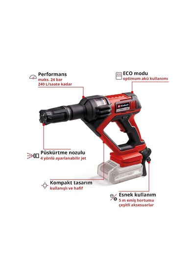 Einhell Akülü Basınçlı Yıkama Tabancası Hypresso 18/24-1 Li-solo
