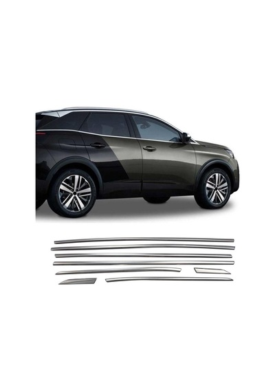 Peugeot 3008 Krom Cam Alt Çıtası 2016-2024 8 Parça