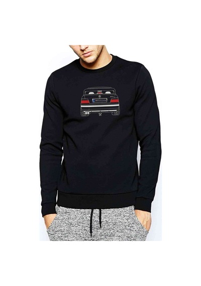 Araba M3 Baskılı Siyah Erkek Örme Sweatshirt