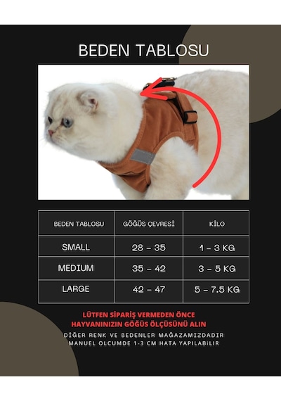 Kedi Göğüs Tasması Kahverengi L
